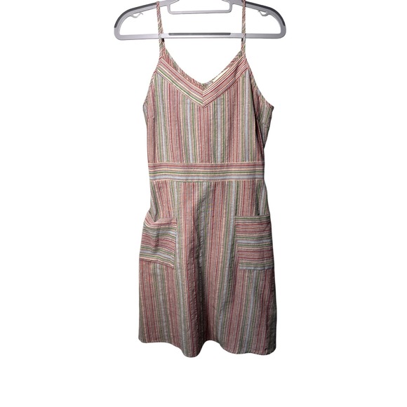 Monteau Dresses & Skirts - MONTEAU Multi Stripe Spaghetti Strap Mini Dress Pockets Elastic Waist Size M